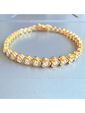 18K Vermeil Heart 8.15 TCW Cubic Zirconia 925 Sterling Silver Tennis Bracelet